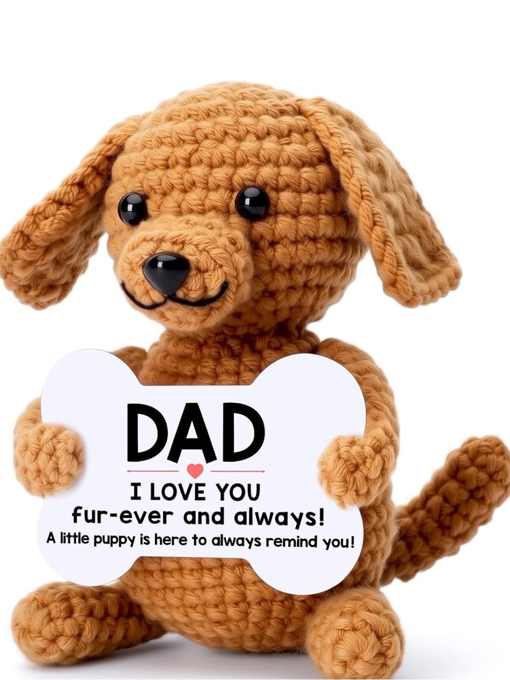 Handmade Brown Puppy “Dad, I Love You” Gift – 3.55 Inches
